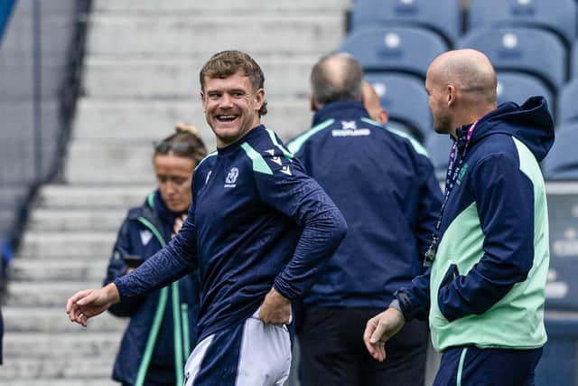 Darcy Graham, left, with Scotland coach Gregor Townsend.