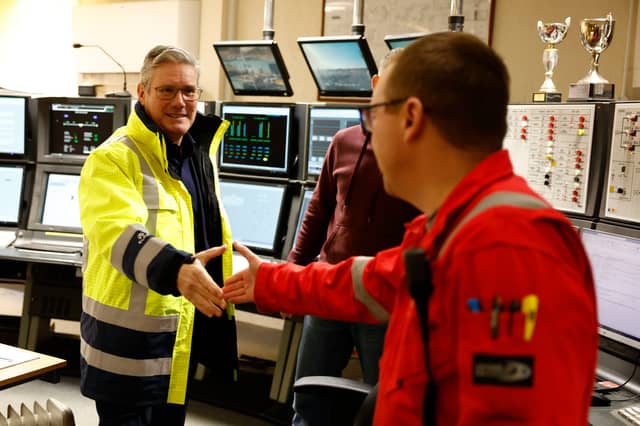 Keir Starmer visits the St Fergus Gas Terminal near Peterhead last year (Picture: Jeff J Mitchell)