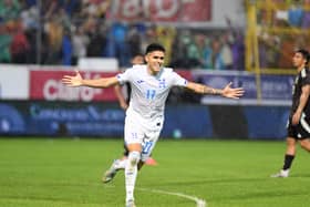Celtic's Luis Palma celebrates after scoring his second for Honduras in the 2-0 win over Mexico. (Photo by ORLANDO SIERRA/AFP via Getty Images)