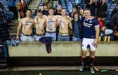 Scotland debutant Freddy Douglas with family and friends at full time after the win over Portugal. (Photo by Ross MacDonald / SNS Group)