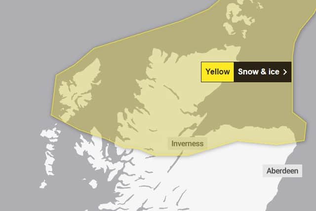 The first of the yellow weather warnings will be in force across parts of the Highlands and islands. Picture: Met Office