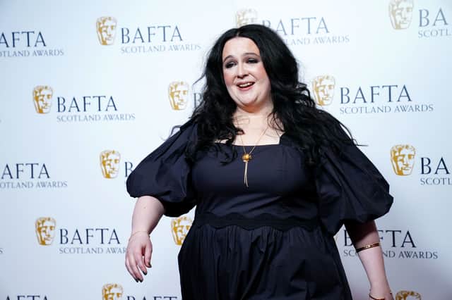 Ashley Storrie arrives at the BAFTA Scotland Awards in Glasgow.