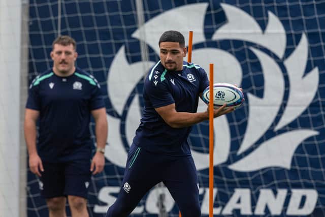 Mosese Tuipulotu during a Scotland training session at Oriam. (Photo by Craig Williamson / SNS Group)