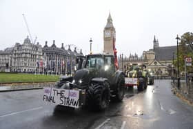 Farmers in tractors drive in Parliament Square ahead of a protest in central London over the changes to inheritance tax (IHT) rules in the recent UK Budget, which will introduce new taxes on farms worth more than £1 million. Picture: PA