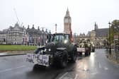 Farmers in tractors drive in Parliament Square ahead of a protest in central London over the changes to inheritance tax (IHT) rules in the recent UK Budget, which will introduce new taxes on farms worth more than £1 million. Picture: PA