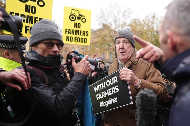Jeremy Clarkson speaks with the media in central London ahead of the farmer's protest over the changes to inheritance tax rules. The Who Wants to Be a Millionaire? host has taken to social media on several occasions to speak out on behalf of farmers' interests. Picture: PA