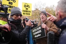 Jeremy Clarkson speaks with the media in central London ahead of the farmer's protest over the changes to inheritance tax rules