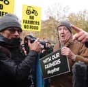 Jeremy Clarkson speaks with the media in central London ahead of the farmer's protest over the changes to inheritance tax rules