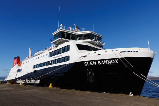 Glen Sannox docked in Greenock in November