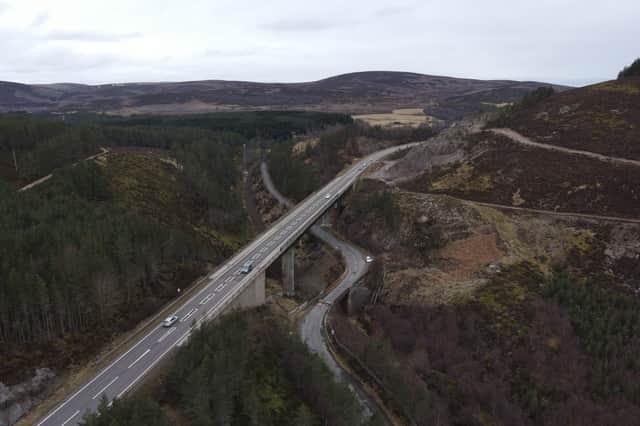 The single-carriageway section of the A9 to be dualled at Slochd was built over another road on top of a railway  