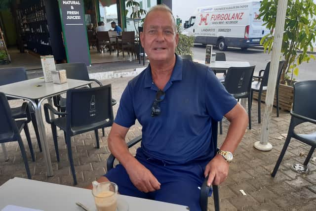 Former Rangers player Scott Nisbet at a cafe in Lanzarote speaking to Scotsman football writer Alan Pattullo.