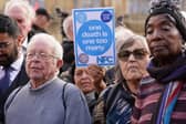Campaigners against the decision to means-test the winter fuel allowance for pensioners stage a demonstration outside the UK Parliament (Picture: Lucy North)