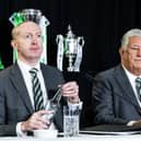 Celtic CEO Michael Nicholson and non-executive chairman Peter Lawwell during the 2024 Celtic AGM. (Photo by Craig Williamson / SNS Group)