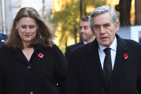 Former Prime Minister Gordon Brown and his wife Sarah at a remembrance service at the Cenotaph memorial in central London in 2018