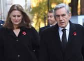 Former Prime Minister Gordon Brown and his wife Sarah at a remembrance service at the Cenotaph memorial in central London in 2018