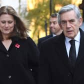 Former Prime Minister Gordon Brown and his wife Sarah at a remembrance service at the Cenotaph memorial in central London in 2018