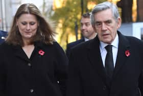 Former Prime Minister Gordon Brown and his wife Sarah at a remembrance service at the Cenotaph memorial in central London in 2018