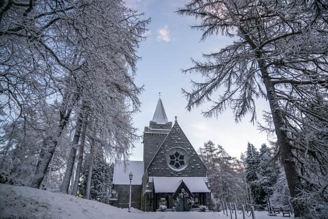 Crathie Kirk, near Balmoral, Aberdeenshire, is surrounded by snow and ice. Picture: PA
