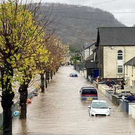 Parts of Pontypridd, South Wales, have been left submerged in water as the River Taff bursts its banks.