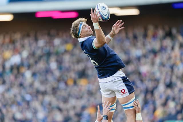 Jamie Ritchie wins a lineout against Australia. The Edinburgh flanker was a stand-out performer for Scotland.