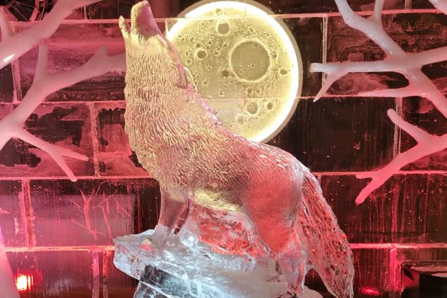 Wolf ice sculpture