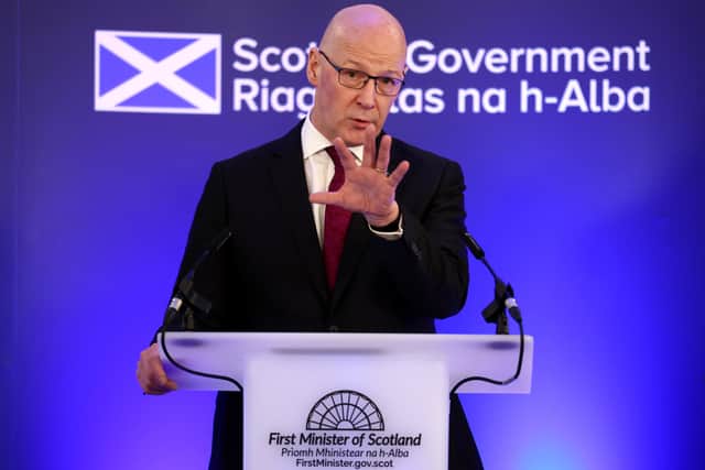 First Minister John Swinney makes his speech at the Royal Society of Edinburgh. Picture: PA