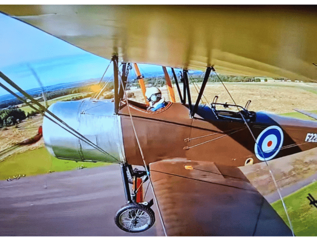 Pilot Tim Rayner, 71, of Tranent, flies the Sopwith  1 1/2  Strutter for the first time at RAF Kirknewton as the 24-year project to build the WWI aircraft reaches its peak. PIC: Jean West.