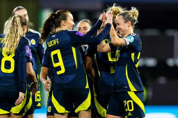 Scotland face Finland in the first leg of their second round Euro 2025 qualifying playoff at Easter Road. Cr: SNS Group.