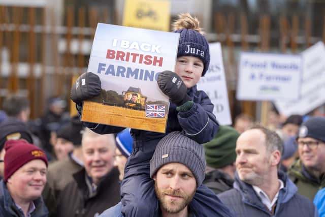 The NFU outside the Scottish Parliament.