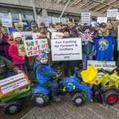 The NFU gathered outside the Scottish Parliament.