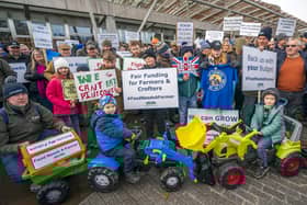 The NFU gathered outside the Scottish Parliament.