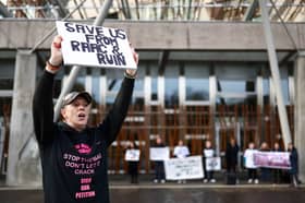 Campaigners who have been affected by the Raac concrete scandal protested outside the Scottish Parliament earlier this month