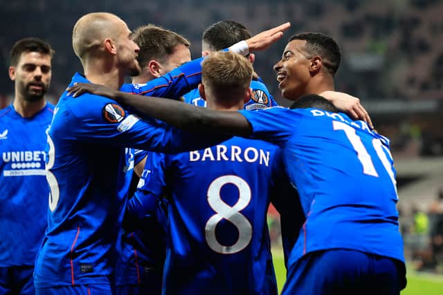 Rangers celebrate their win over Nice.