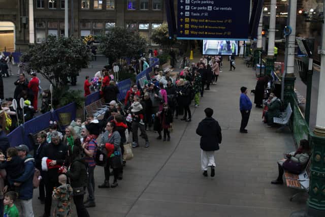 Queues for the Polar Express in Edinburgh. 