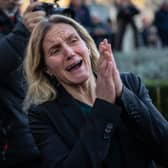 Labour MP Kim Leadbeater, who proposed the landmark Private Member's Bill on assisted dying, reacts as she meets campaigners after MPs voted to pass its second reading in the Commons (Picture: Carl Court)