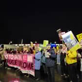 Anti-racist campaigners gathered outside the Reform UK protest.