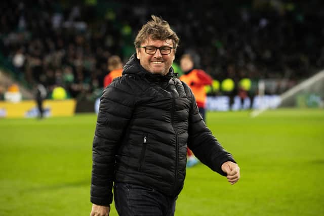 Lubo Moravcik was back at Celtic Park to watch his old team thump Ross County 5-0.