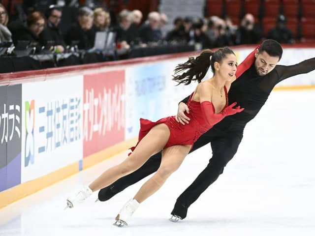 Lilah Fear and Lewis Gibson of Great Britain compete during the free dance of the ice dance during the Grand Prix of Figure Skating Finlandia Trophy competition in Helsinki, Finland last month.