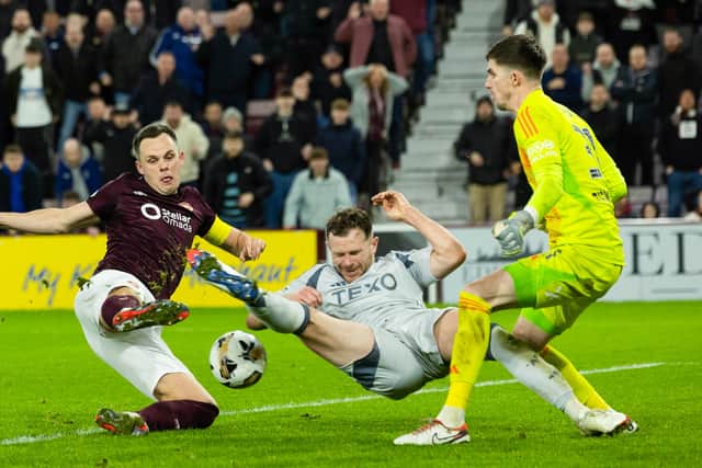 Hearts captain Lawrence Shankland continues to struggle in front of goal.