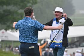 Bob MacIntyre celebrates with his dad Dougie after winning the RBC Canadian Open in June.