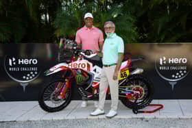Dr Pawan Munjal, Hero MotoCorp’s executive chairman, pictured with Hero World Challenge host Tiger Woods at Albany Golf Course in the Bahamas