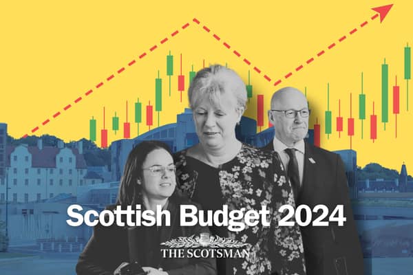 Shona Robison (centre) will deliver the Scottish Budget statement today. She is flanked here by Deputy First Minister Kate Forbes and First Minister John Swinney