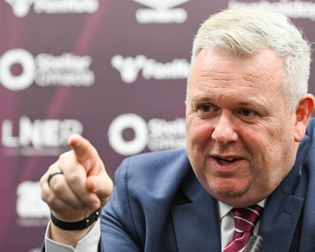 Hearts chief executive Andrew McKinlay during a press conference following the Hearts agm at Tynecastle.