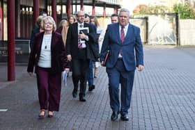 Hearts managing director Ann Budge and chief executive Andrew McKinlay arrive at Tynecastle for the club's agm. (Photo by Rob Casey / SNS Group)