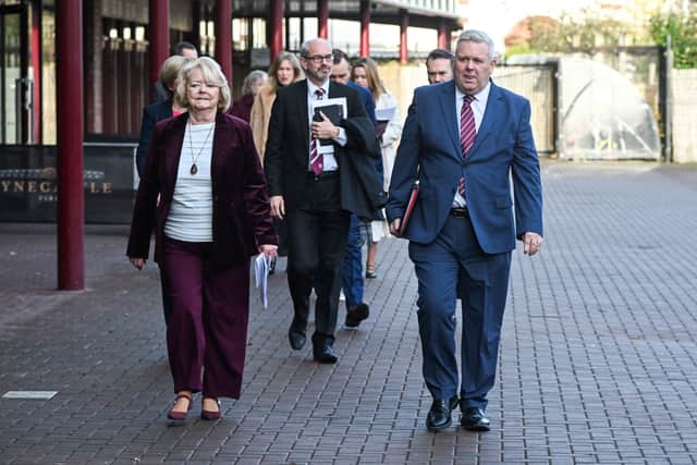 Hearts managing director Ann Budge and chief executive Andrew McKinlay arrive at Tynecastle for the club's agm. (Photo by Rob Casey / SNS Group)