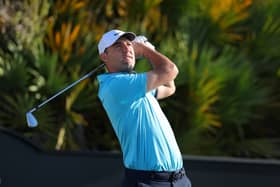 Defending champion Scottie Scheffler in action during the Hero World Challenge Pro-Am in the Bahamas