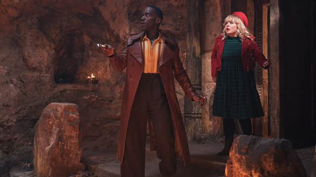The Doctor (Ncuti Gatwa) and Joy (Nicola Coughlan). Photo: BBC Studios/James Pardon