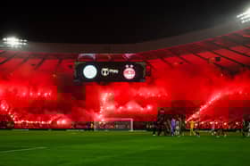 Celtic fans' pyro display at the Premier Sports Cup semi-final against Aberdeen at Hampden Park, on November 02, 2024. (Photo by Roddy Scott / SNS Group)