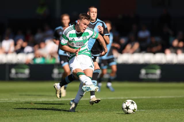 Cummings scores against Slovan Bratislava in the UEFA Youth League earlier this season. Cr: Getty Images.