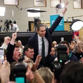 Irish Taoiseach Simon Harris celebrates after the declaration at the Wicklow count the day after Ireland's general election (Picture: Dan Kitwood/Getty Images)